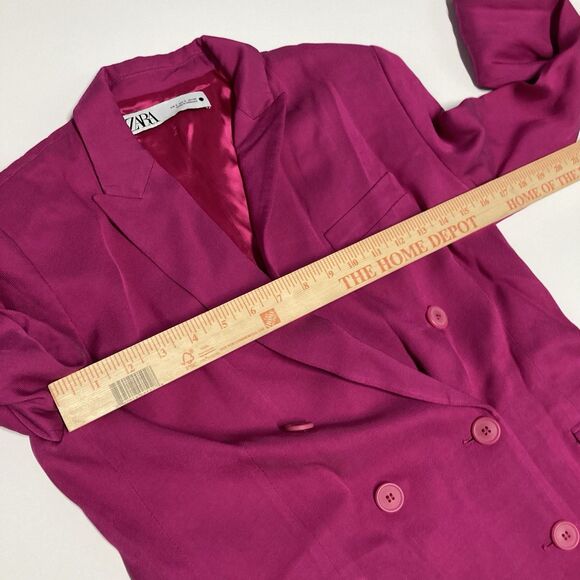 Zara Hot Pink Double Breasted Blazer Longline Oversized Women’s Small - Picture 7 of 13